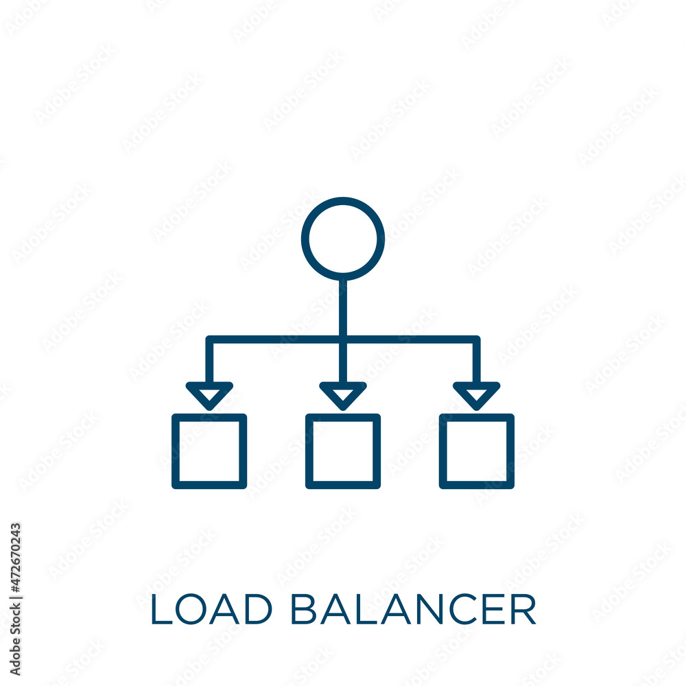 Poster load balancer icon. thin linear load balancer outline icon isolated on white background. line vector