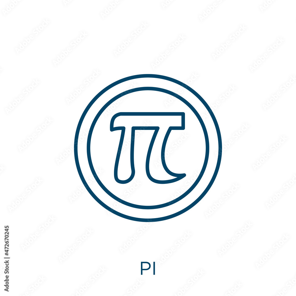 Poster pi icon. thin linear pi outline icon isolated on white background. line vector pi sign, symbol for w