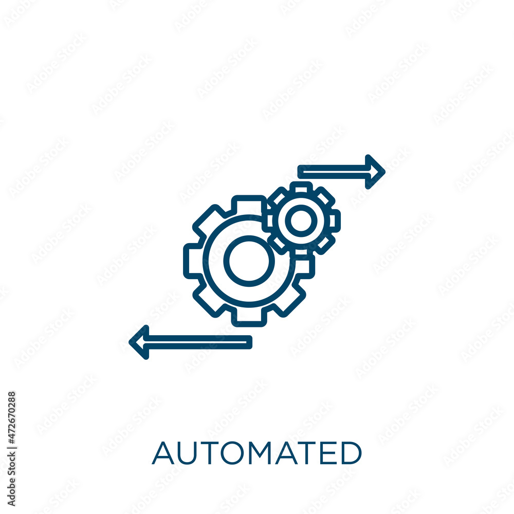 Poster automated icon. thin linear automated outline icon isolated on white background. line vector automat
