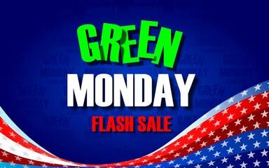 Green Monday Flash Sale banner themed United States flag