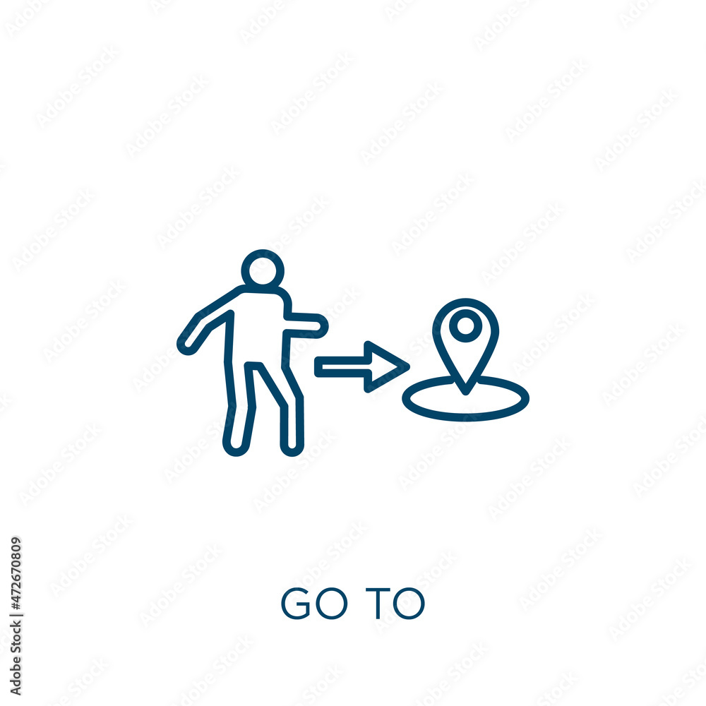Poster go to icon. thin linear go to outline icon isolated on white background. line vector go to sign, sym