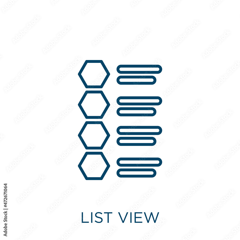 Poster list view icon. thin linear list view outline icon isolated on white background. line vector list vi