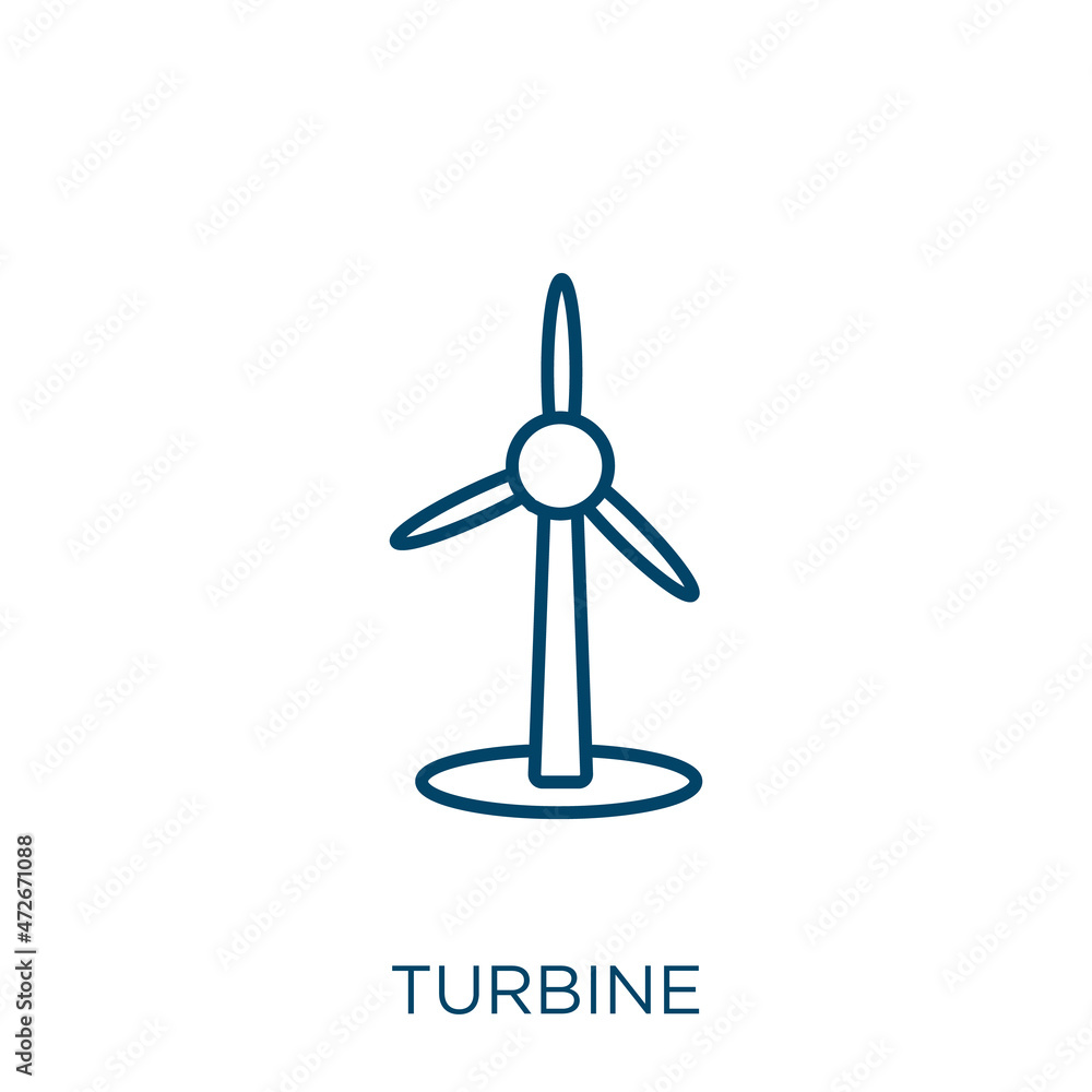 Poster turbine icon. thin linear turbine outline icon isolated on white background. line vector turbine sig