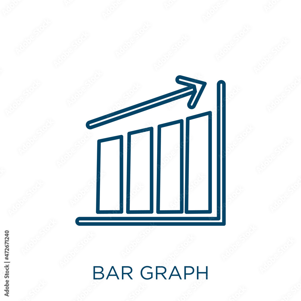 Poster bar graph icon. thin linear bar graph outline icon isolated on white background. line vector bar gra