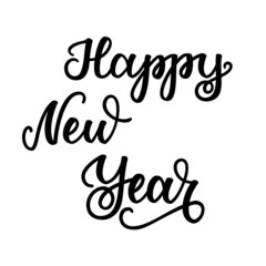 Naklejka na ściany i meble Happy New Year. Handwritten lettering isolated on white background. illustration for greeting cards, posters, web banners and much more