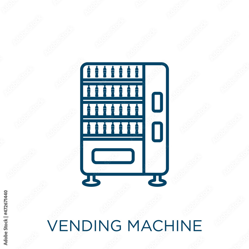 Poster vending machine icon. thin linear vending machine outline icon isolated on white background. line ve