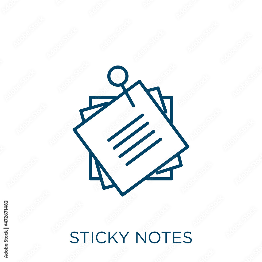 Poster sticky notes icon. thin linear sticky notes outline icon isolated on white background. line vector s