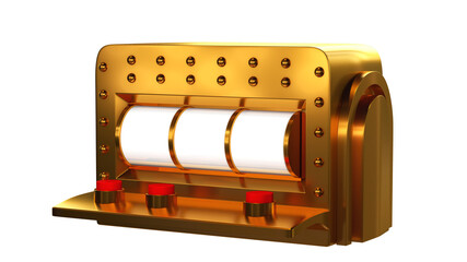 3D render slot machine. Gold futuristic slots