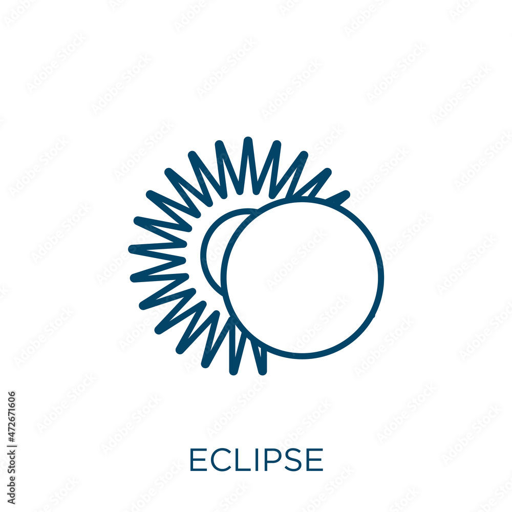 Poster eclipse icon. thin linear eclipse outline icon isolated on white background. line vector eclipse sig