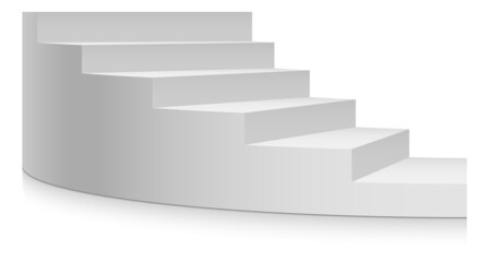 Half turn stairs mockup. 3d white realistic staircase