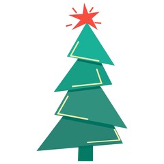 Cute Christmas tree. Vector minimalistic illustrations in retro style on a transparent background. Can be used as a social media icon, for printing, advertising, decoration of postcards.