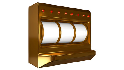 The Gold slot machine wins the jackpot 777. Gambling concept, 3D rendering. Big win or jackpot. 3D model