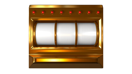 The Gold slot machine wins the jackpot 777. Gambling concept, 3D rendering. Big win or jackpot. 3D model