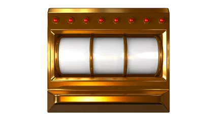 Foto op Plexiglas The Gold slot machine wins the jackpot 777. Gambling concept, 3D rendering. Big win or jackpot. 3D model © Марян Салабай