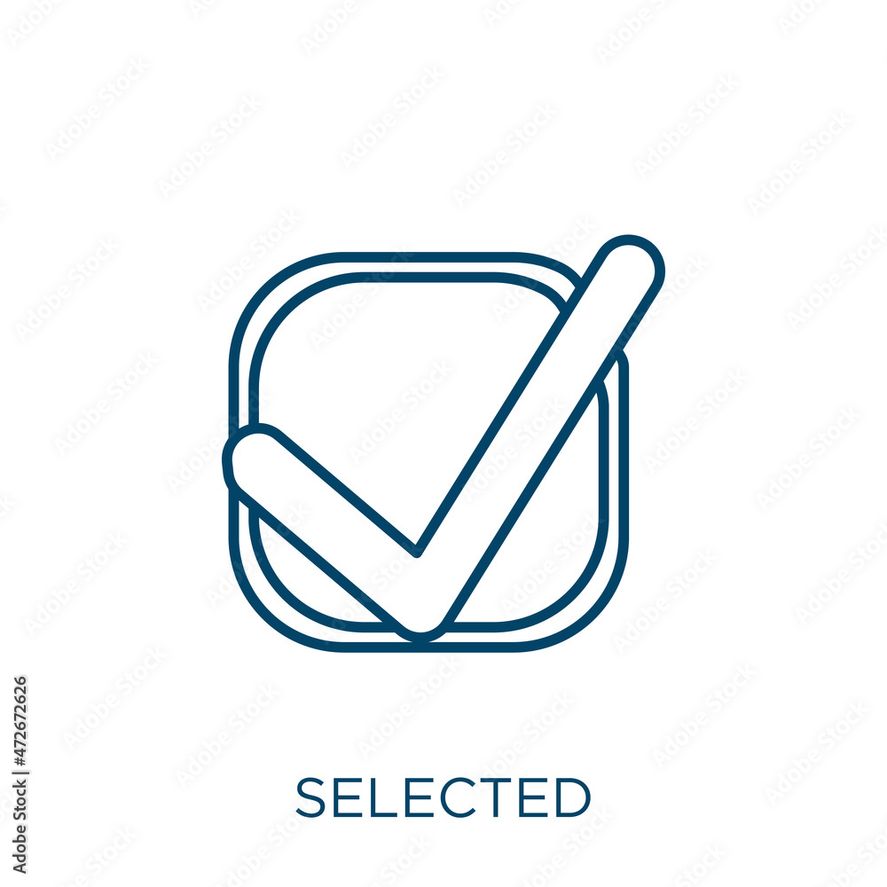 Poster selected icon. thin linear selected outline icon isolated on white background. line vector selected 