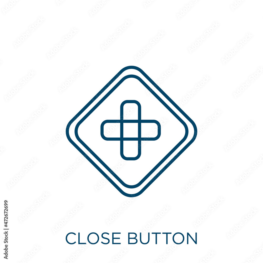 Poster close button icon. thin linear close button outline icon isolated on white background. line vector c