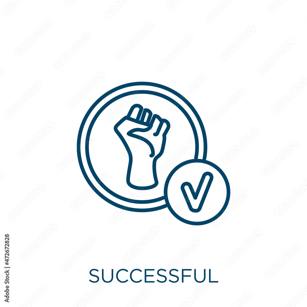 Poster successful icon. thin linear successful outline icon isolated on white background. line vector succe