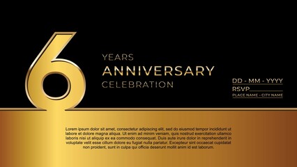 6th anniversary logotype. Golden anniversary celebration template design for booklet, leaflet, magazine, brochure poster, banner, web, invitation or greeting card. Vector illustrations. EPS 10