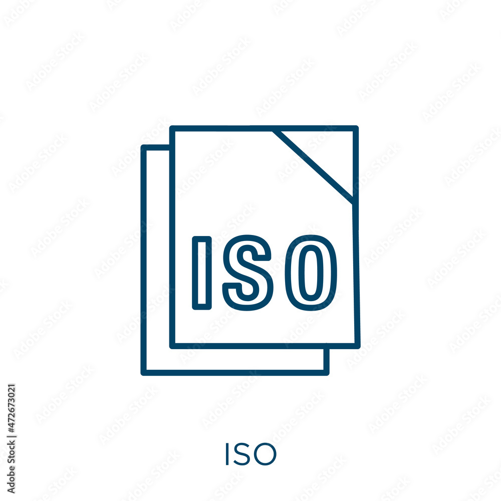 Poster iso icon. thin linear iso outline icon isolated on white background. line vector iso sign, symbol fo