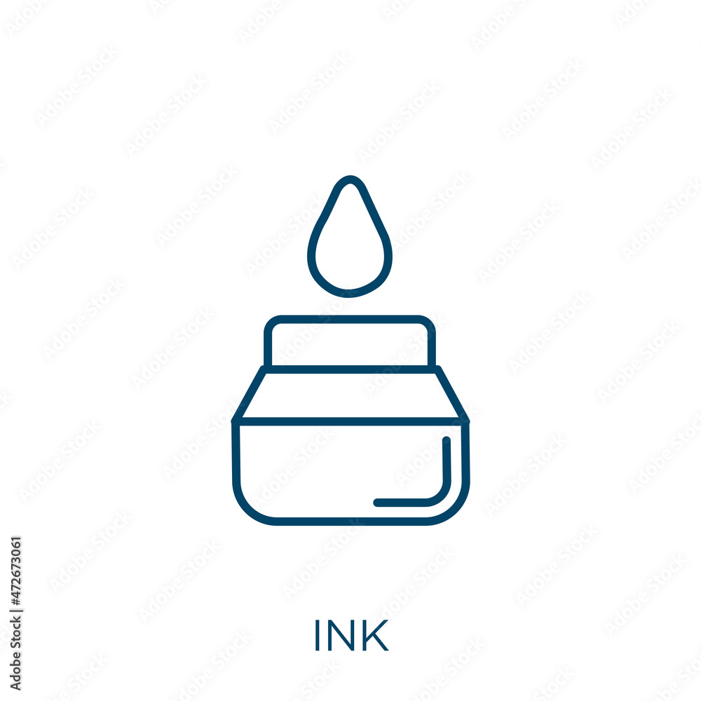 Poster ink icon. thin linear ink outline icon isolated on white background. line vector ink sign, symbol fo