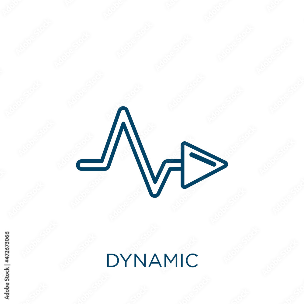 Aufkleber dynamic icon. thin linear dynamic outline icon isolated on white background. line vector dynamic sig