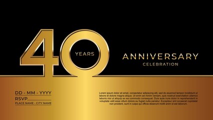 40th anniversary logotype. Golden anniversary celebration template design for booklet, leaflet, magazine, brochure poster, banner, web, invitation or greeting card. Vector illustrations. EPS 10