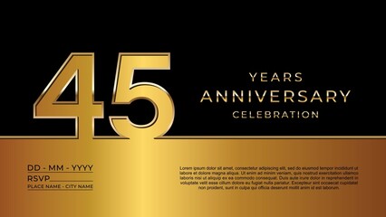 45th anniversary logotype. Golden anniversary celebration template design for booklet, leaflet, magazine, brochure poster, banner, web, invitation or greeting card. Vector illustrations. EPS 10