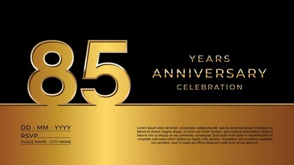 85th anniversary logotype. Golden anniversary celebration template design for booklet, leaflet, magazine, brochure poster, banner, web, invitation or greeting card. Vector illustrations. EPS 10