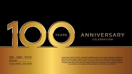 100th anniversary logotype. Golden anniversary celebration template design for booklet, leaflet, magazine, brochure poster, banner, web, invitation or greeting card. Vector illustrations. EPS 10