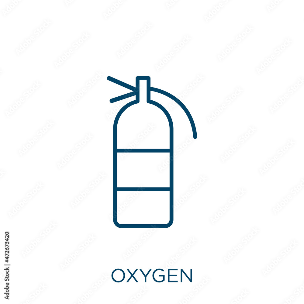 Poster oxygen icon. thin linear oxygen outline icon isolated on white background. line vector oxygen sign, 