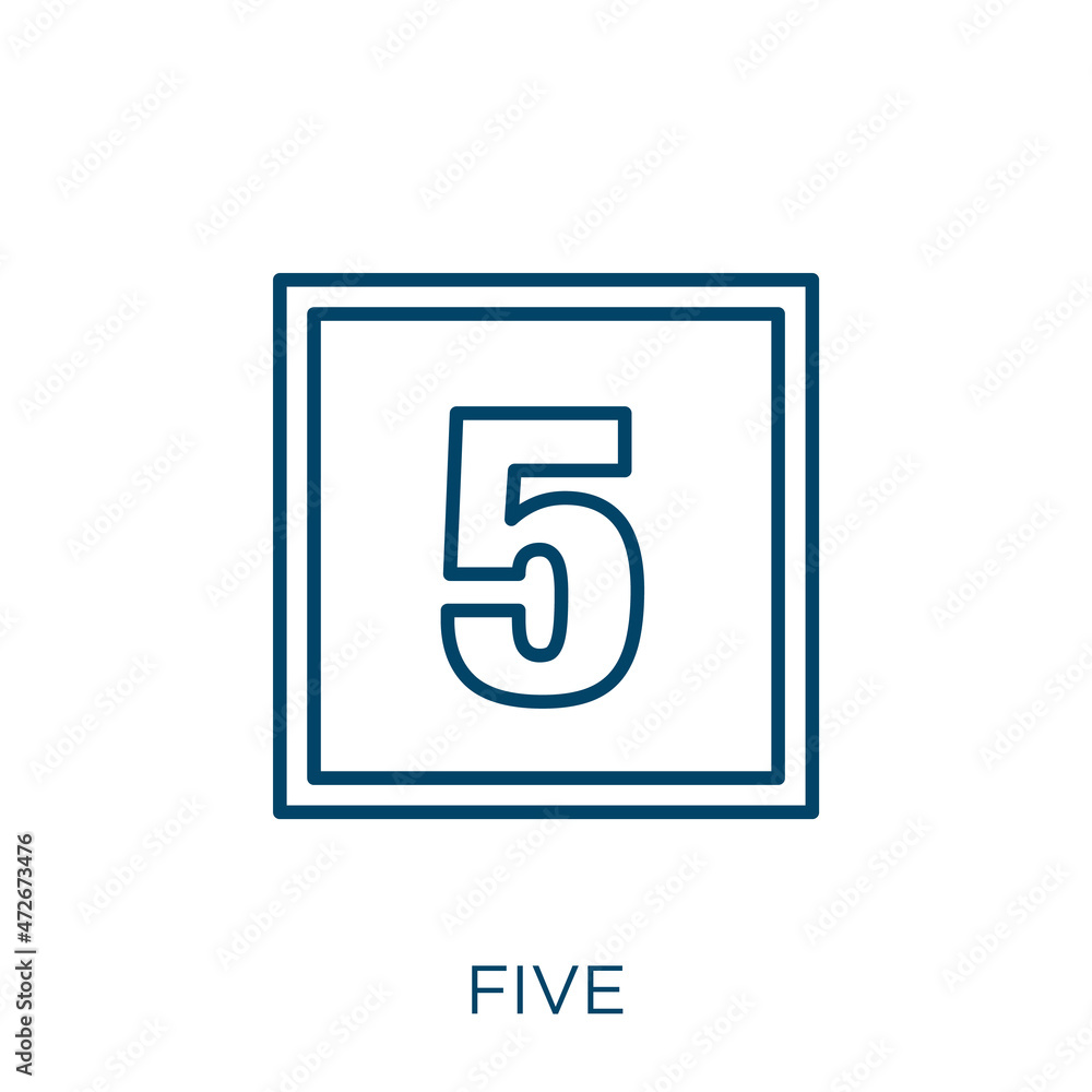 Aufkleber five icon. thin linear five outline icon isolated on white background. line vector five sign, symbol