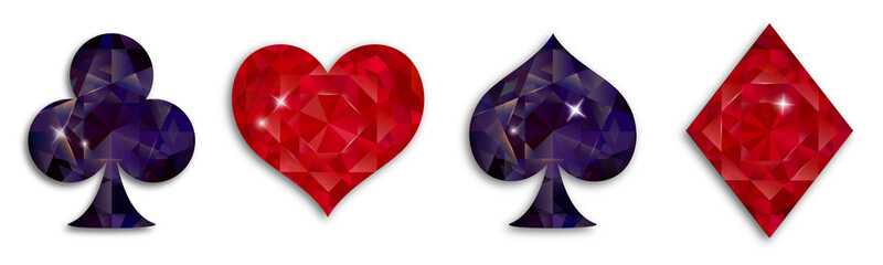 Naklejka na ściany i meble set of playing card suits with diamonds, premium casino cards