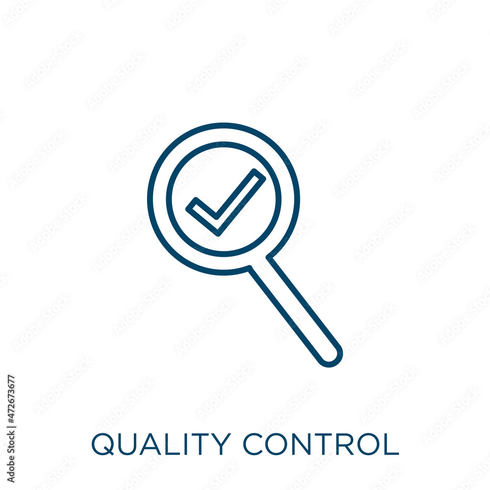 Poster quality control icon. thin linear quality control outline icon isolated on white background. line ve