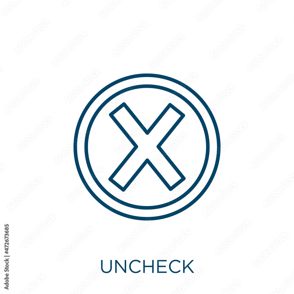 Poster uncheck icon. thin linear uncheck outline icon isolated on white background. line vector uncheck sig