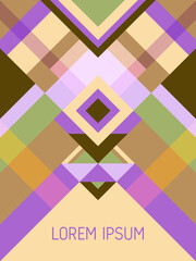 Cover page layout vector template geometric design with triangles and stripes pattern.