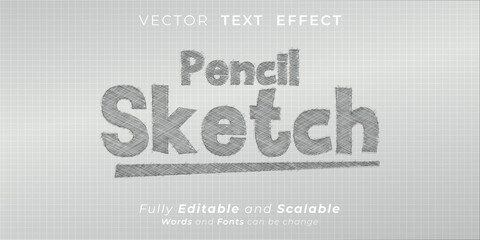 Obraz premium Sketch text effect, Editable pencil sketch text style