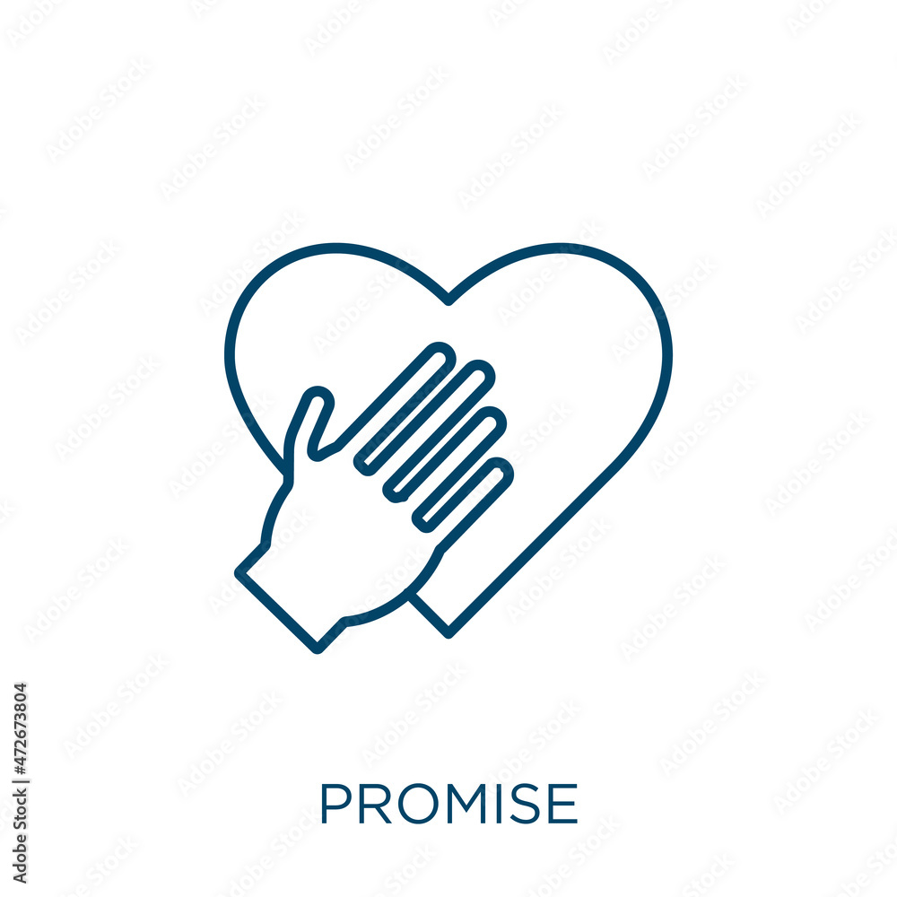 Poster promise icon. thin linear promise outline icon isolated on white background. line vector promise sig
