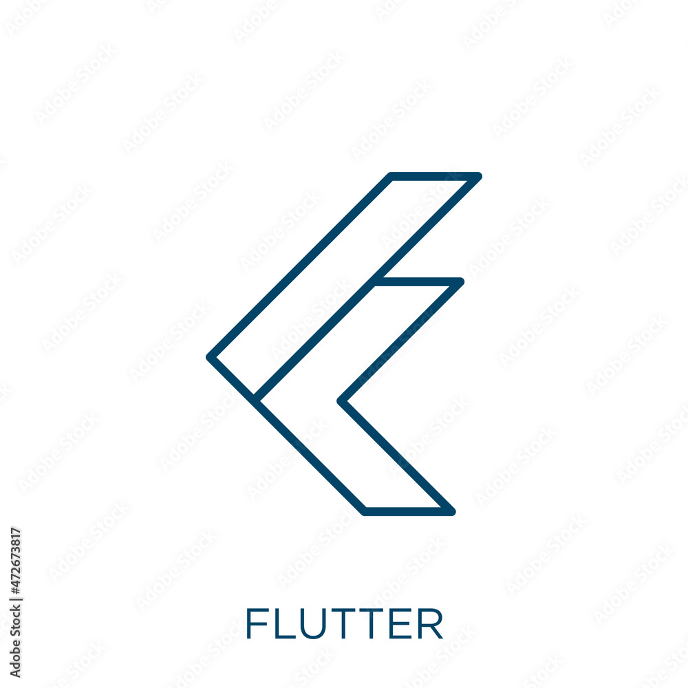 Poster flutter icon. thin linear flutter outline icon isolated on white background. line vector flutter sig