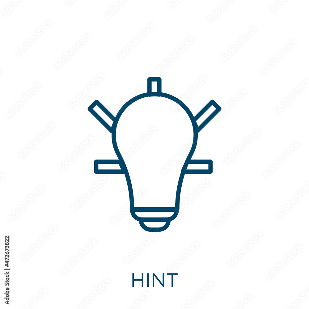 Poster hint icon. thin linear hint outline icon isolated on white background. line vector hint sign, symbol