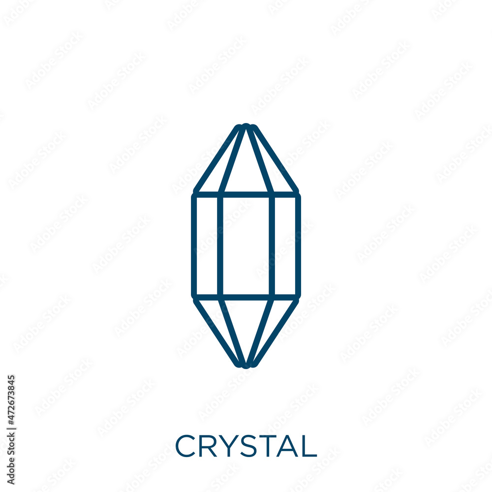 Poster crystal icon. thin linear crystal outline icon isolated on white background. line vector crystal sig