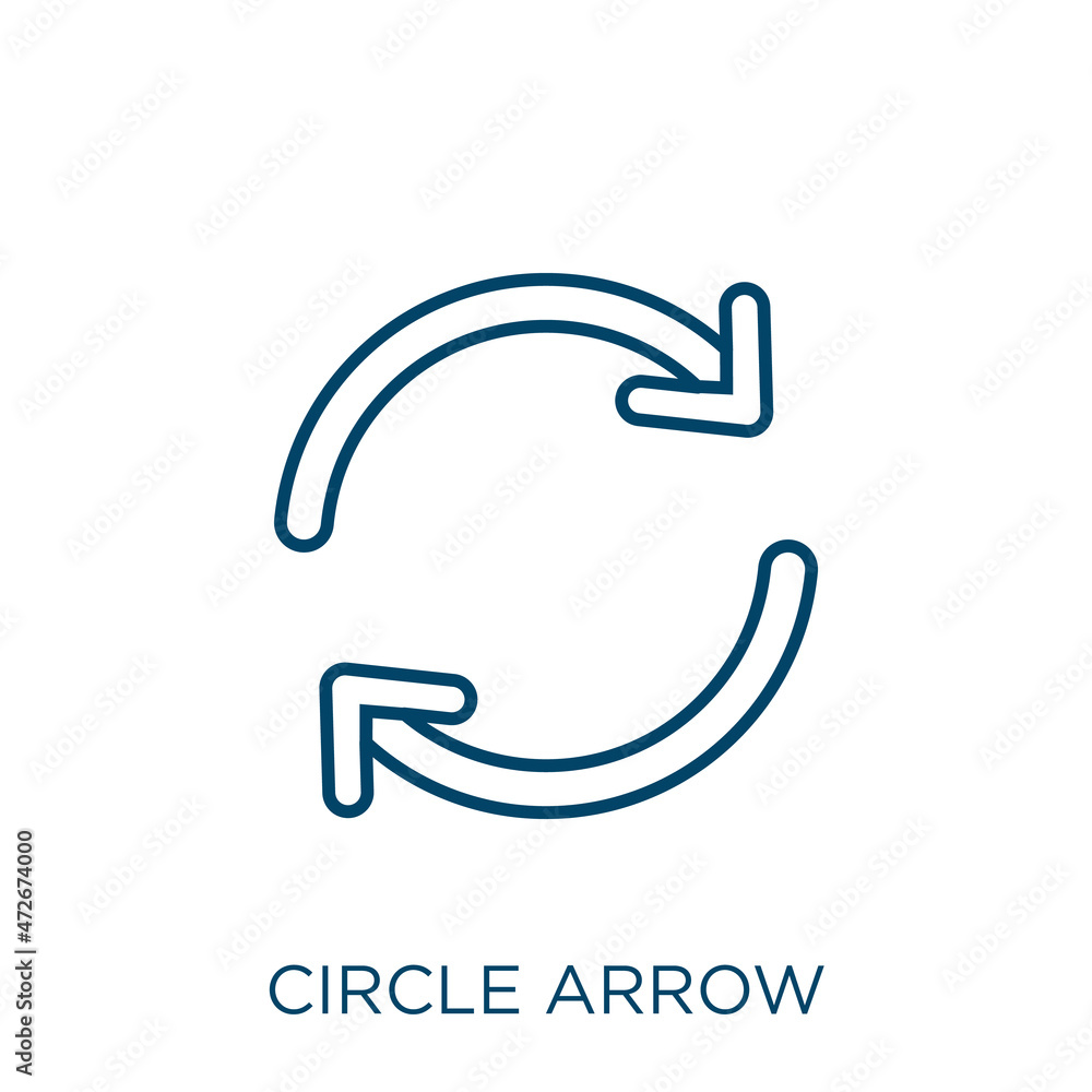 Poster circle arrow icon. thin linear circle arrow outline icon isolated on white background. line vector c