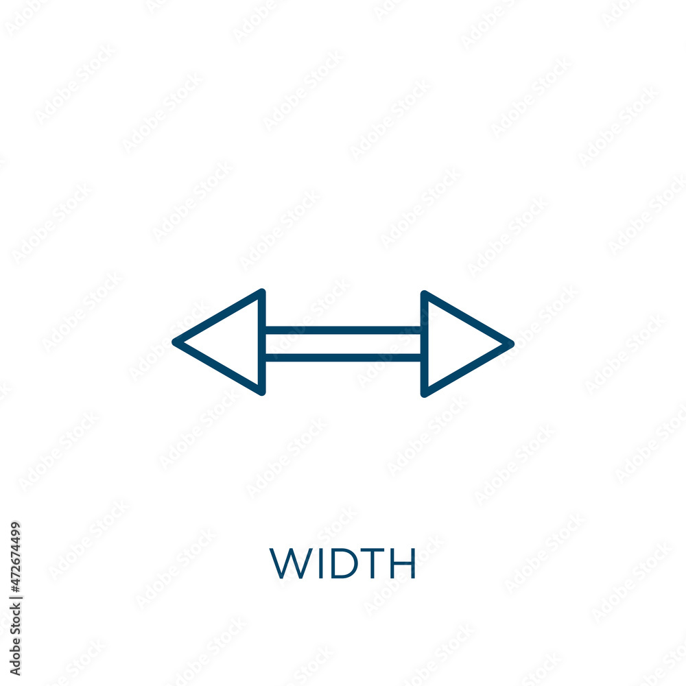 Poster width icon. thin linear width outline icon isolated on white background. line vector width sign, sym