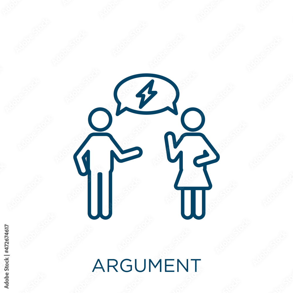 Aufkleber argument icon. thin linear argument outline icon isolated on white background. line vector argument 