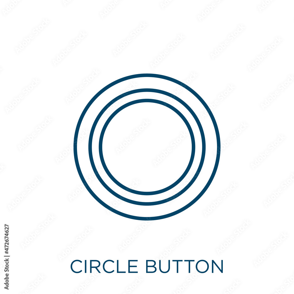 Poster circle button icon. thin linear circle button outline icon isolated on white background. line vector