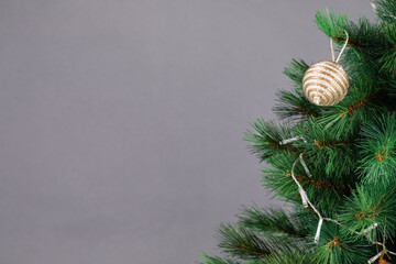 Christmas background. Part of Christmas tree. New year and Christmas concept. copy space