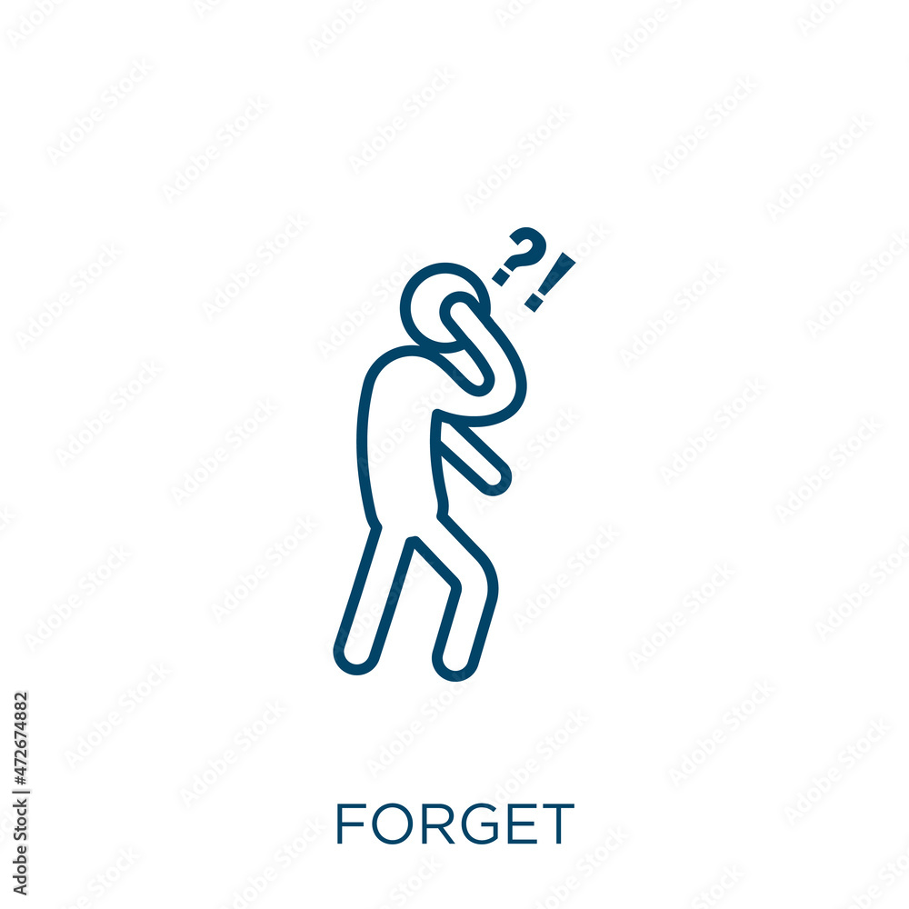 Poster forget icon. thin linear forget outline icon isolated on white background. line vector forget sign, 