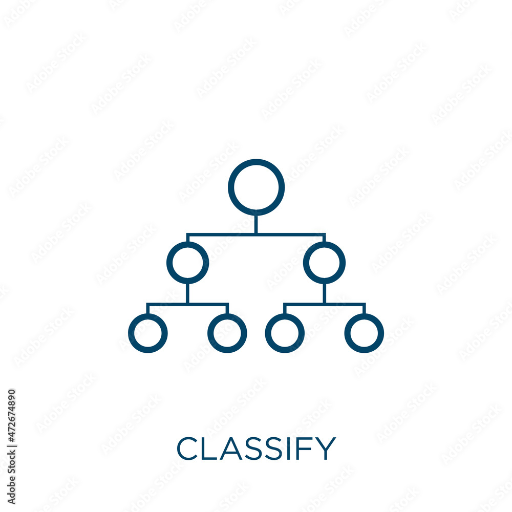 Poster classify icon. thin linear classify outline icon isolated on white background. line vector classify 