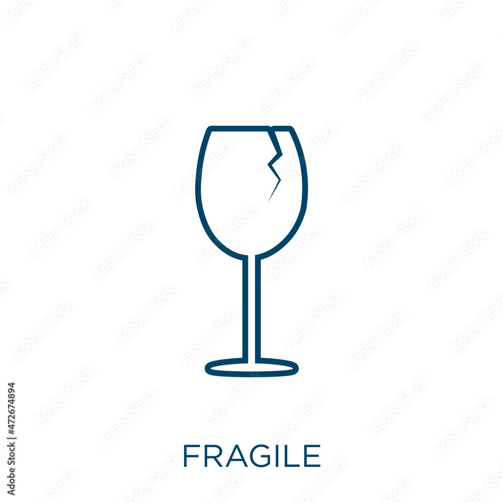 Poster fragile icon. thin linear fragile outline icon isolated on white background. line vector fragile sig