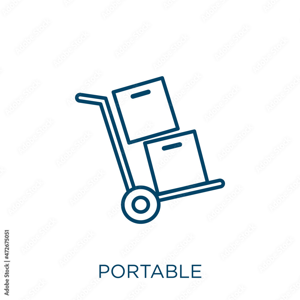 Poster portable icon. thin linear portable outline icon isolated on white background. line vector portable 