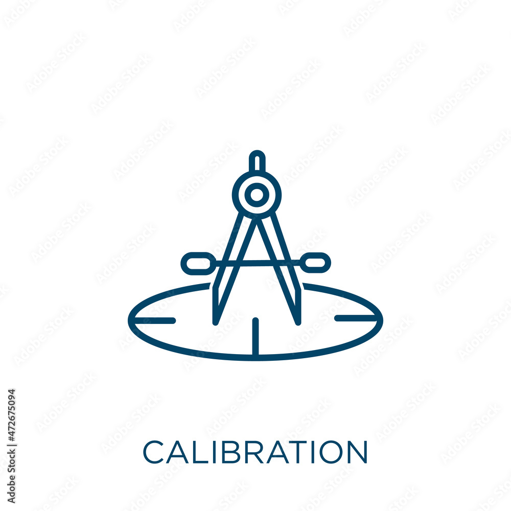 Poster calibration icon. thin linear calibration outline icon isolated on white background. line vector cal